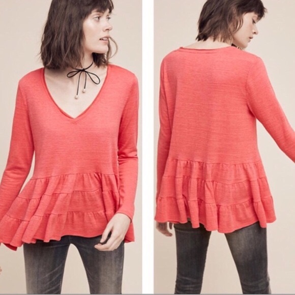 Anthropologie Deletta Thea Ruffles Peplum Top - Picture 7 of 7